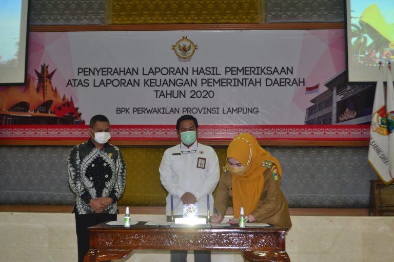 Pemkab Tanggamus Kembali Raih Opini WTP Dari Hasil Pemeriksaan Lamporan Keuangan Pemkab Tanggamus