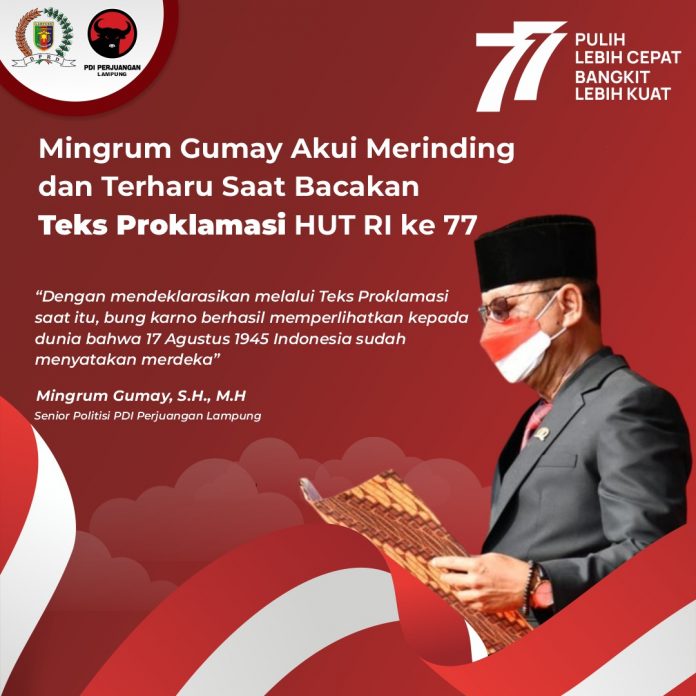 Mingrum Gumay Bacakan Teks Proklamasi di HUT Ke-77