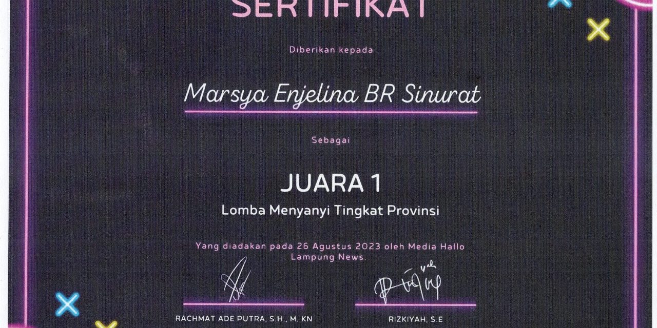 Siswi SMPN 17 Bandar Lampung Juara 1 Lomba Nyanyi Solo Tingkat Provinsi