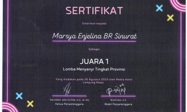 Siswi SMPN 17 Bandar Lampung Juara 1 Lomba Nyanyi Solo Tingkat Provinsi