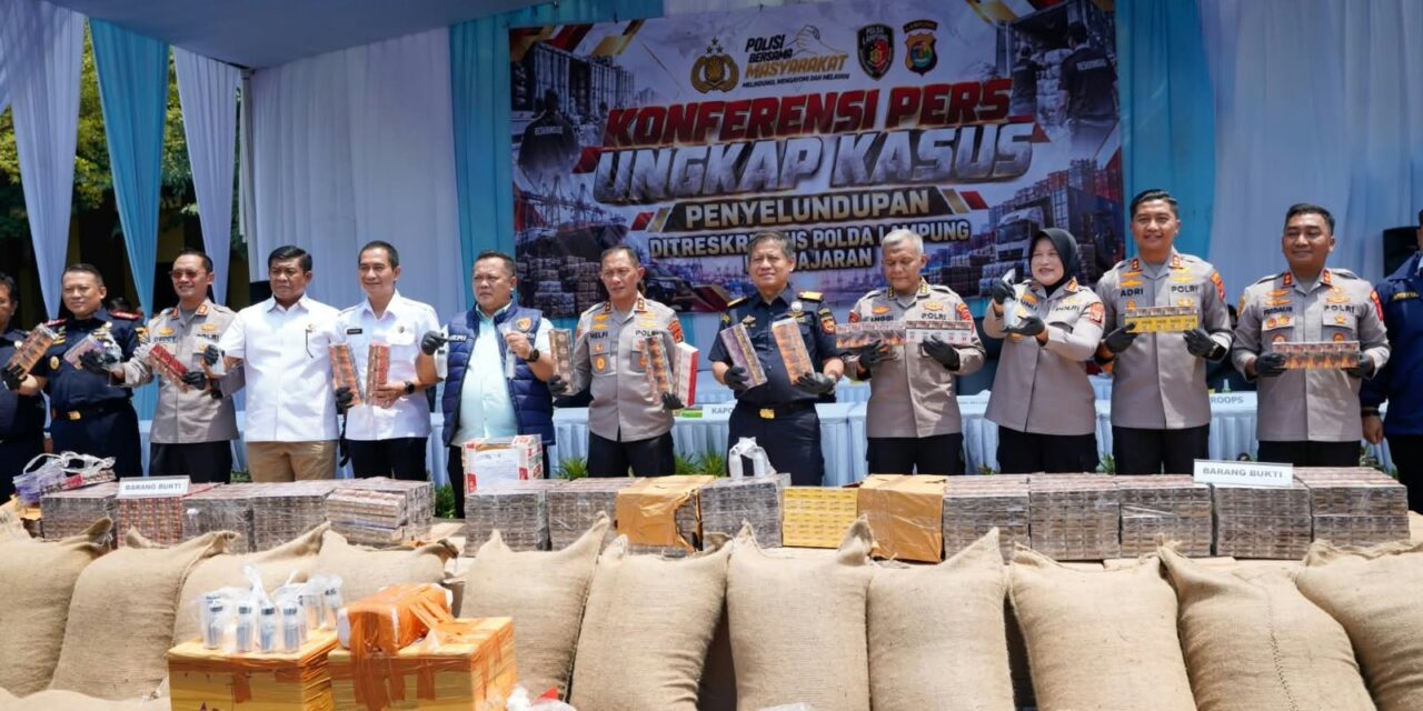 Sinergi Bea Cukai Sumbagbar dan Bandar Lampung dengan Polda Lampung Ungkap Peredaran Rokok Ilegal sebanyak 1,79 Juta Batang Rokok Ilegal